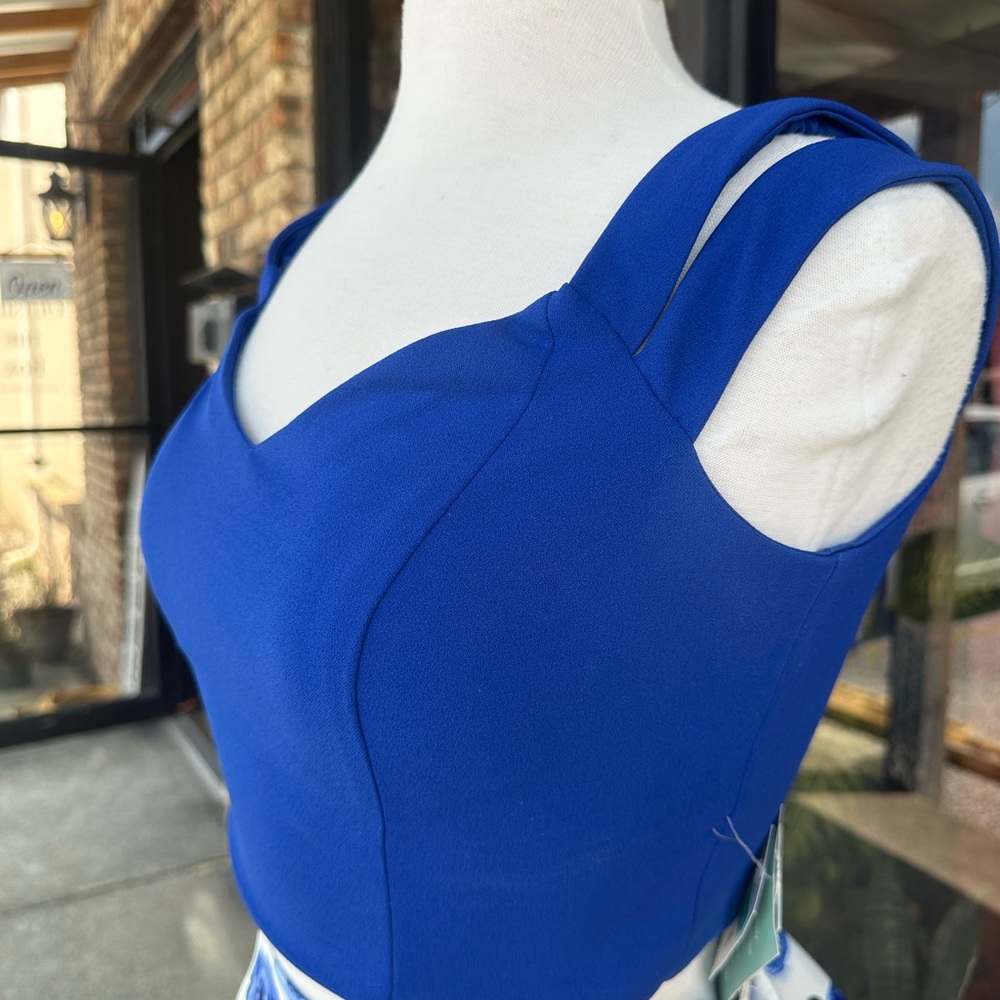 Elegant Blue Strapless Dress